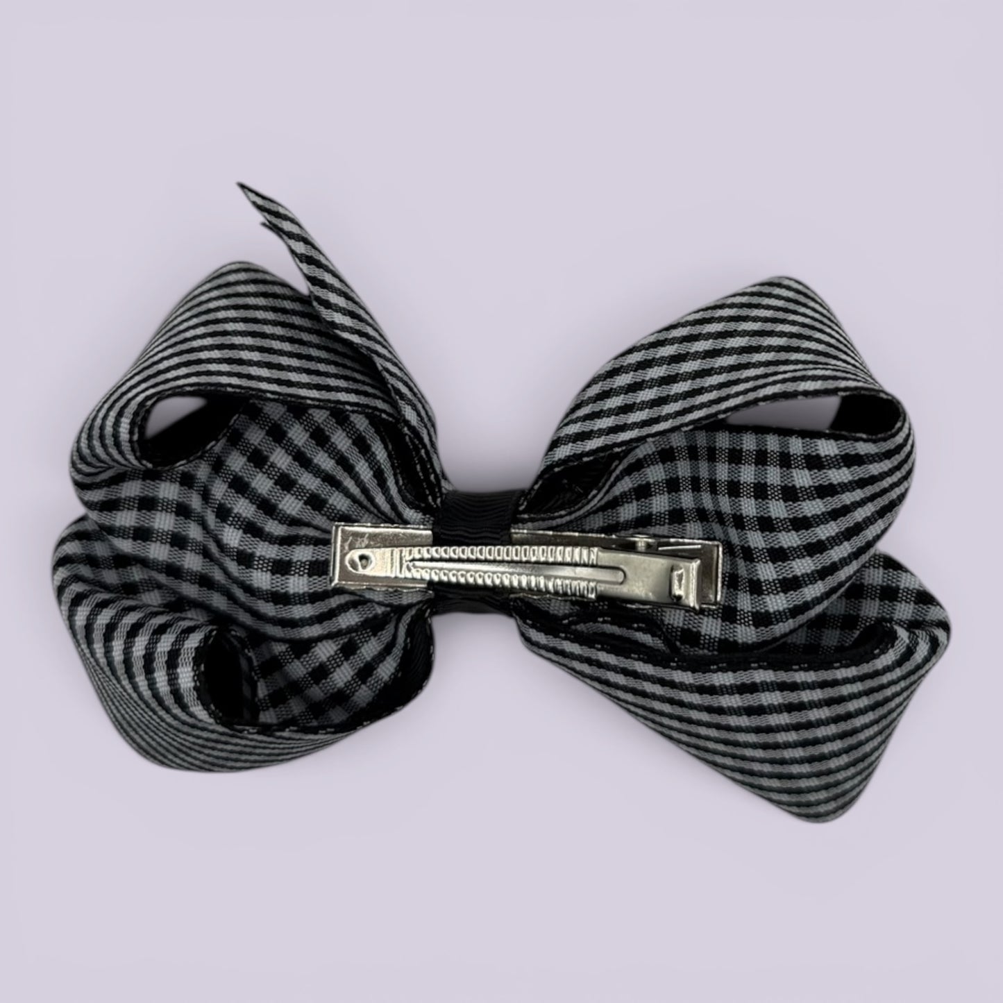 Black gingham large bow clip on card