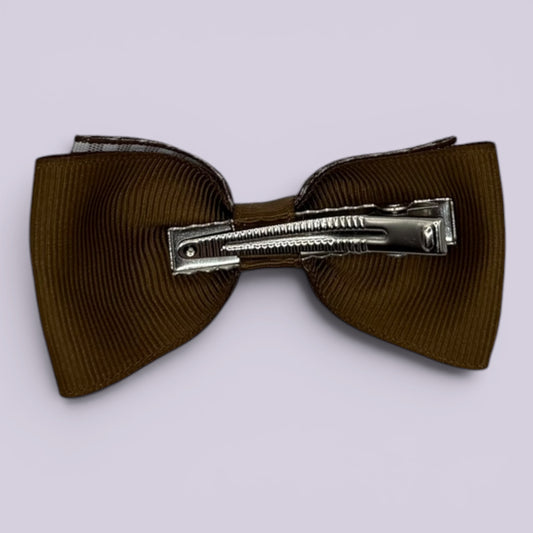 Brown gingham bowtie bow clip on card