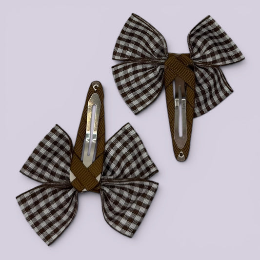 Brown gingham butterfly snap clips on card