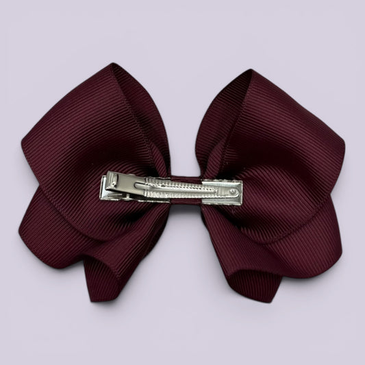 Burgundy maroon bow clip