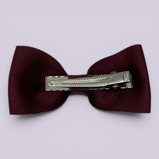 Burgundy maroon bowtie bow clip on card