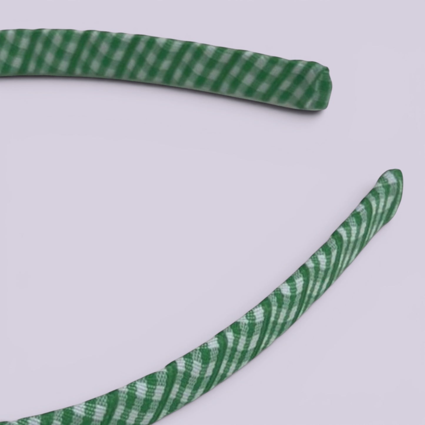 Emerald green gingham headband close up