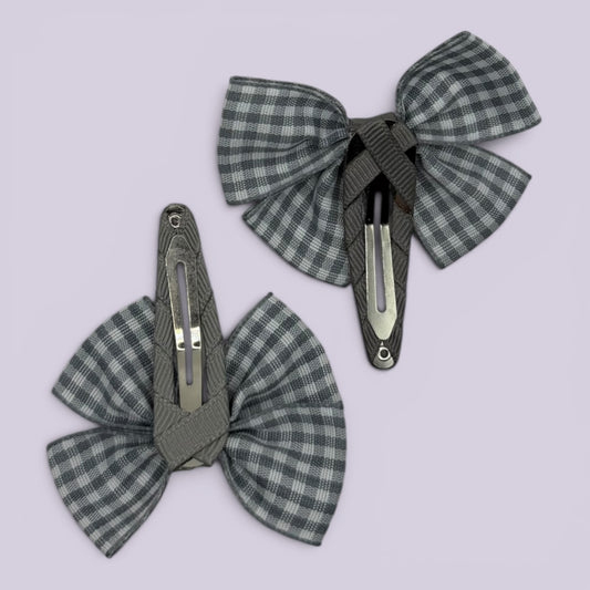 Grey gingham butterfly snap clips on card