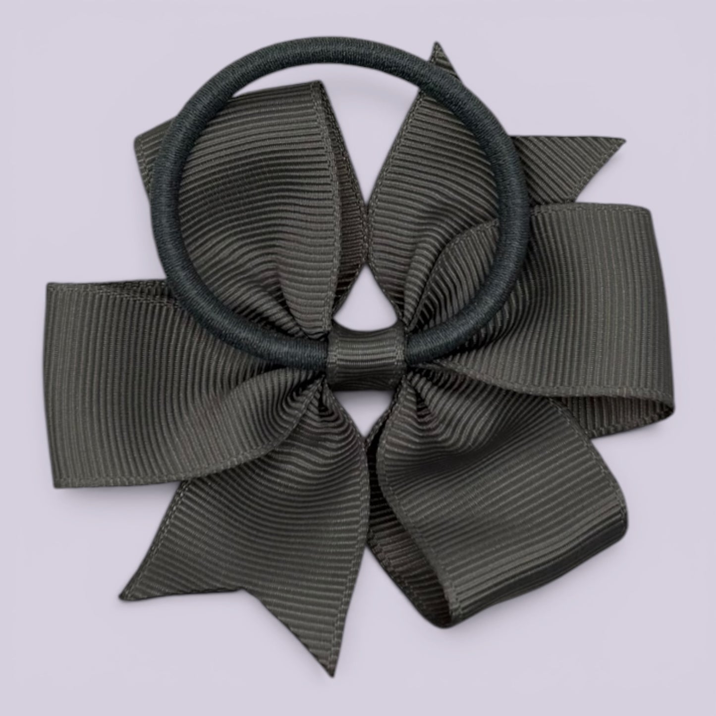 Grey pinwheel bow bobble on card