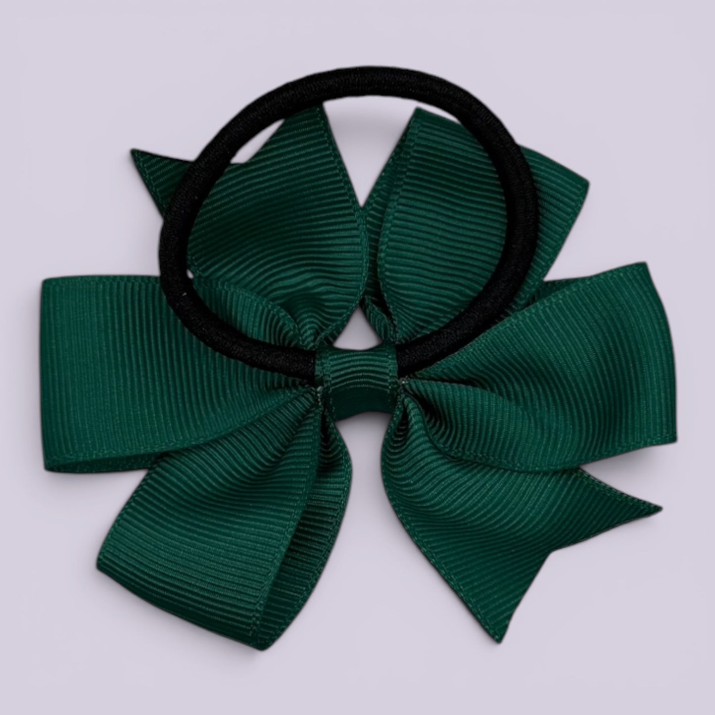 Hunter bottle green pinwheel bow bobble on card