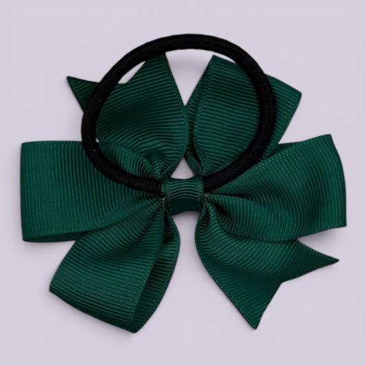 Hunter bottle green pinwheel bow bobble on card
