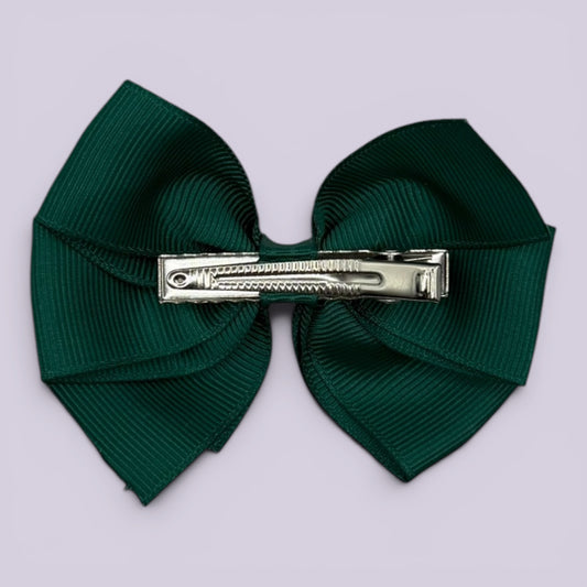 Hunter bottle green pinwheel bow clip on card