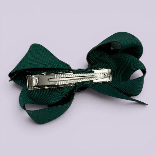 Hunter bottle green small bow clip on card