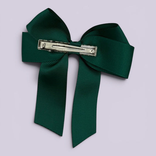 Hunter bottle green tailed bow clip on card