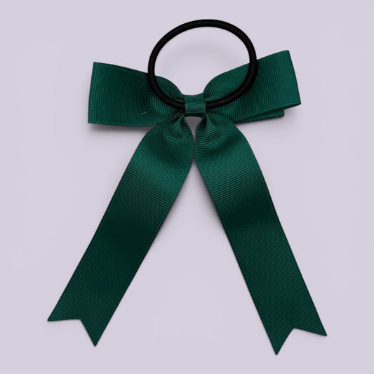 Hunter bottle green tailed bow bobble on card