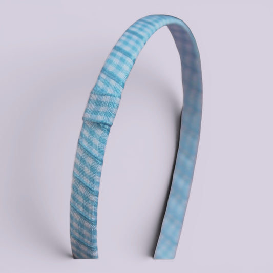 Light blue gingham headband on matching card