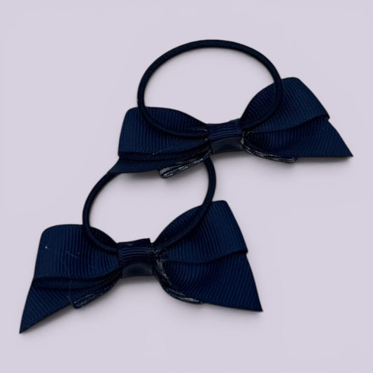 Navy blue gingham bow bobbles pair