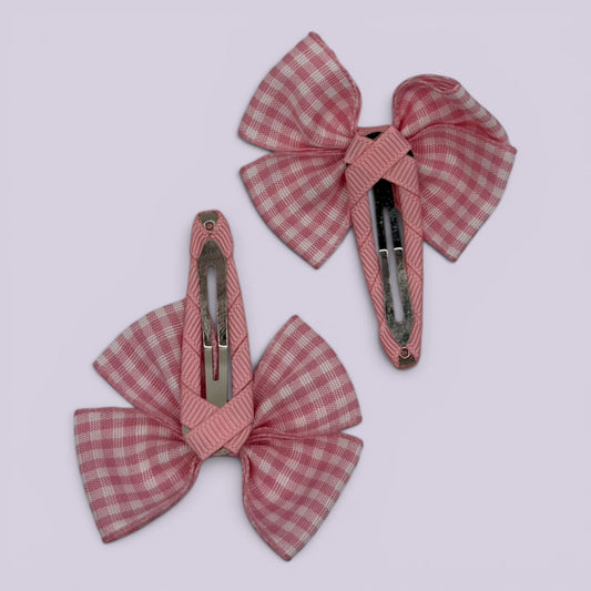 Pink gingham butterfly snap clips on card