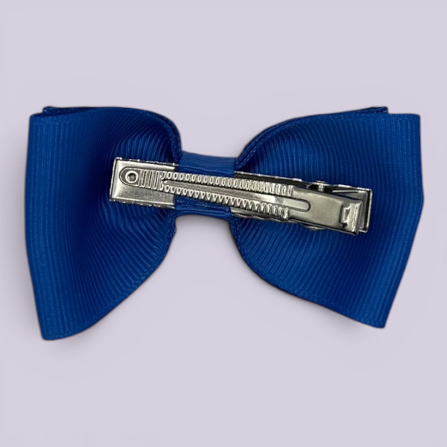Royal blue gingham bowtie bow clip on card