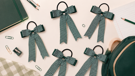 Hunter bottle green school hair bows and headbands for school uniforms