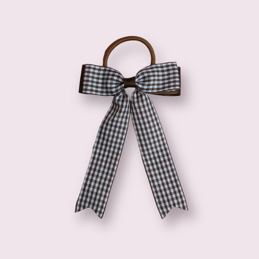 Brown Gingham 4" Tailed Bobble