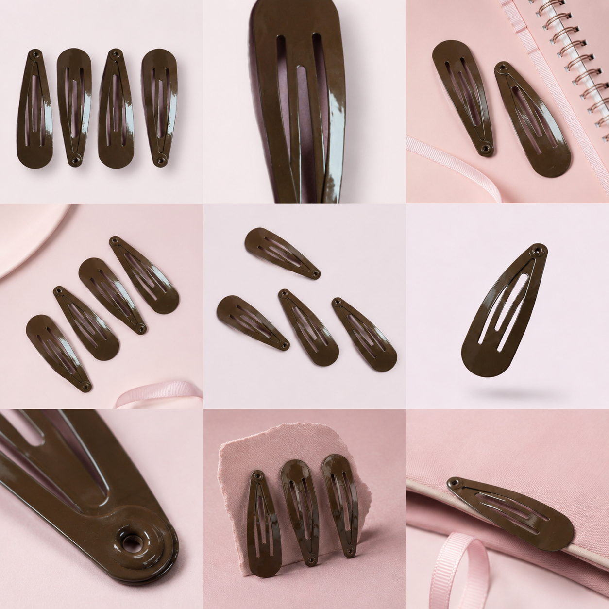 Brown school snap hair clips