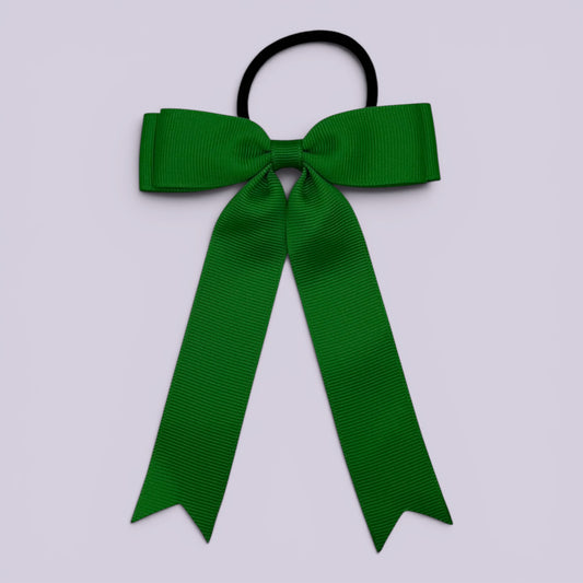 Emerald green tailed school hair bow bobble
