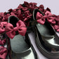 Burgundy maroon school uniform shoe bows