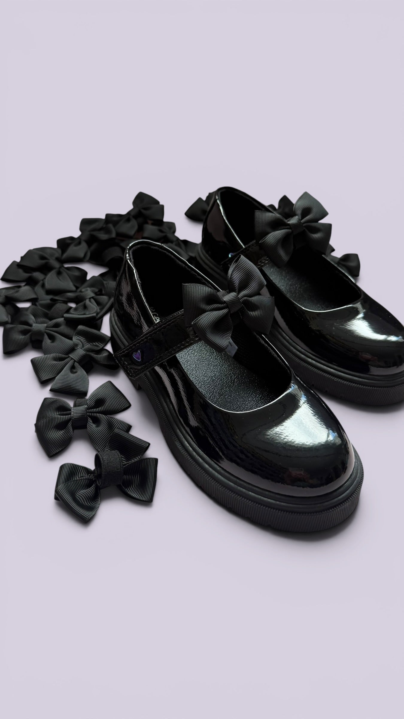 Black bows for school shoes
