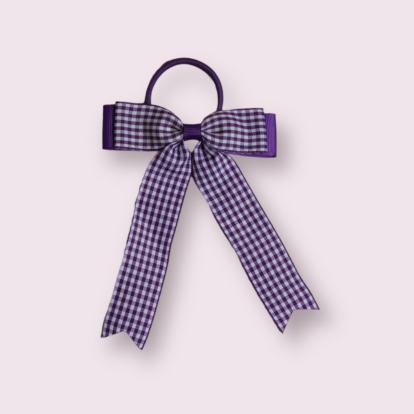 Purple Gingham 4" Tailed Bobble