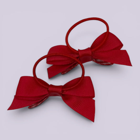 Juni | Red Gingham Small Double bow bobbles pair