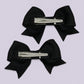Black small bow mini clips for school hairstyles
