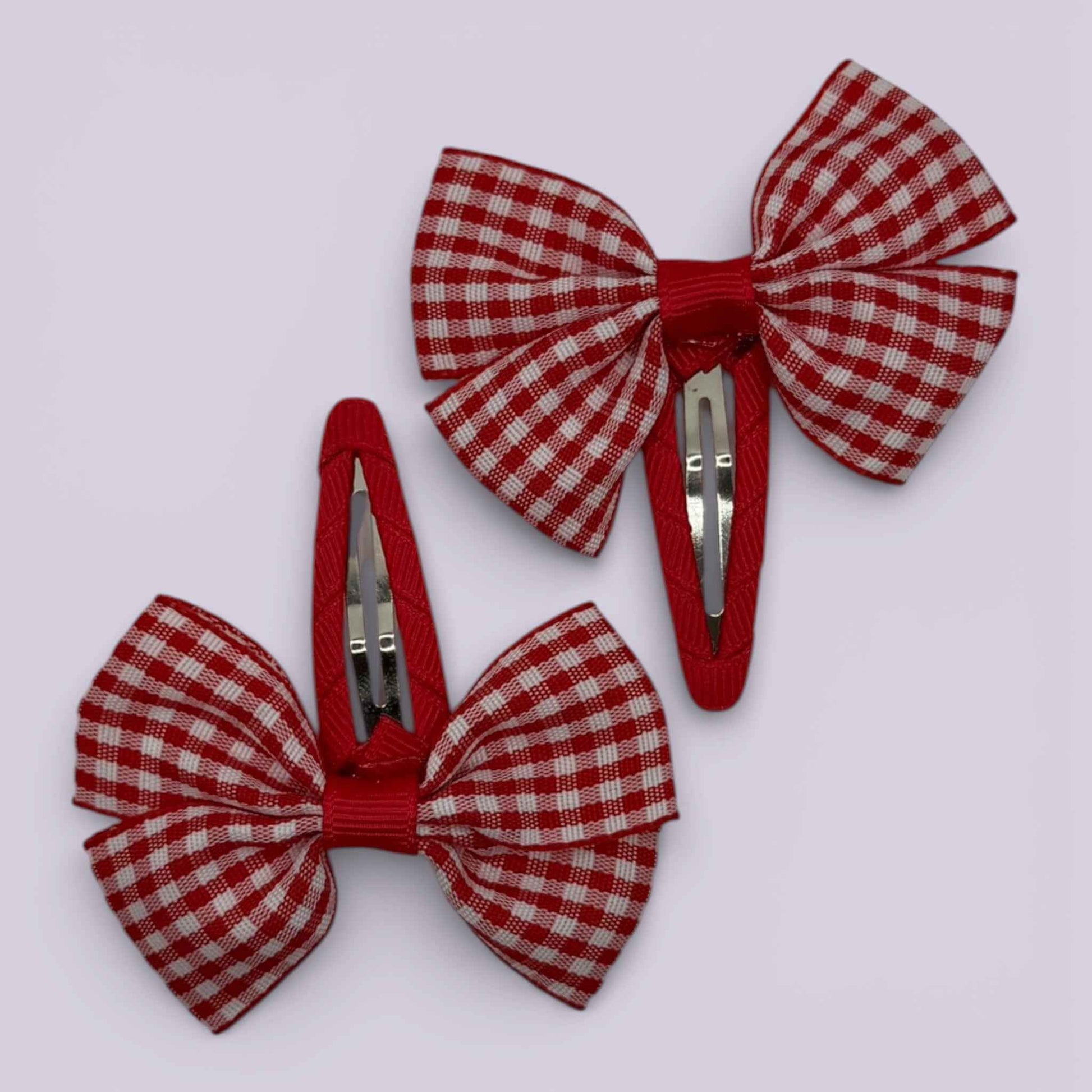 Orla Gingham | Red Snap Clips - School Hair Accessories UK