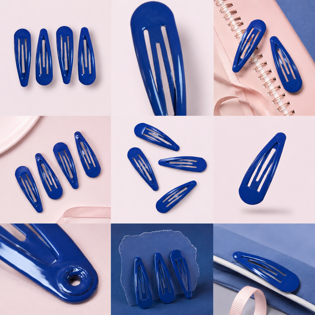 Royal blue school snap hair clips