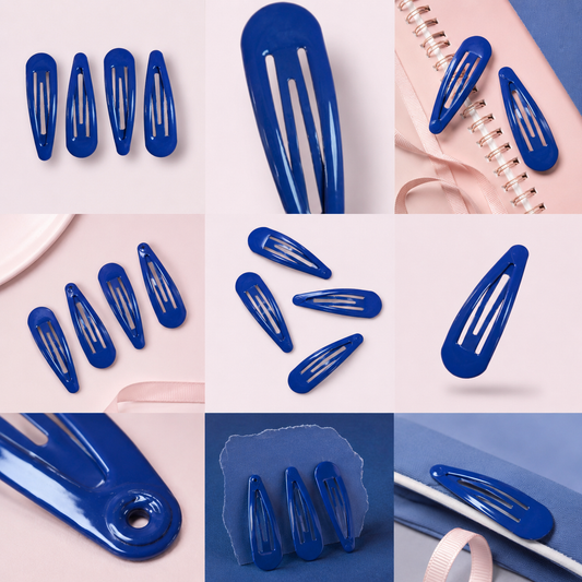 Royal blue school snap hair clips