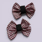 Burgundy maroon gingham matching school shoe bows
