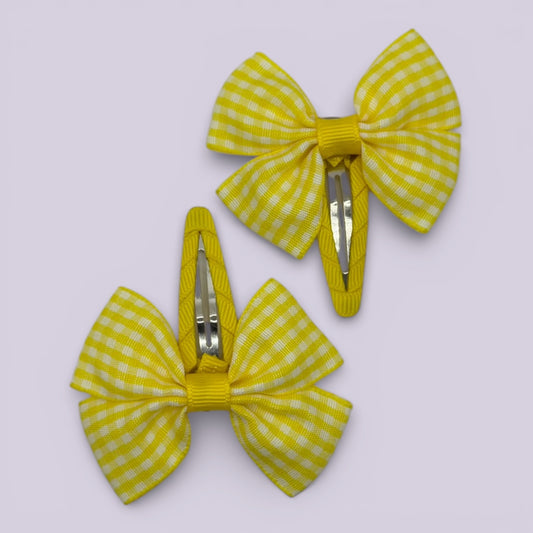 Orla Gingham | Yellow Snap Clips - School Hair Accessories UK