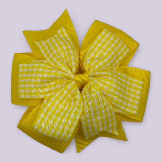 Amelia | Yellow Gingham Clip - School Hair Accessories UK