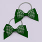 Juni | Emerald Green Gingham Small Double bow bobbles pair