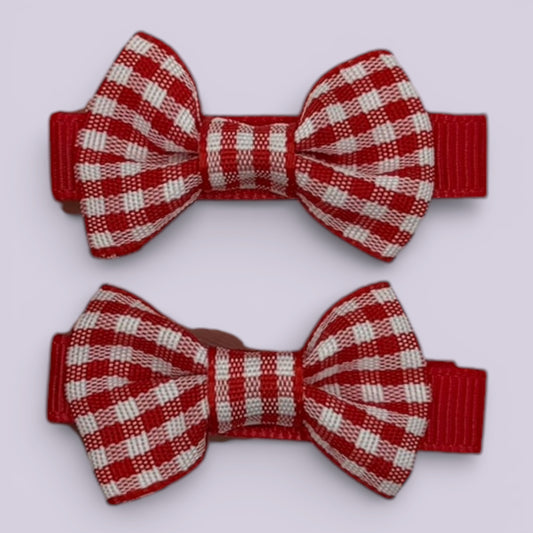 Zara | Red Gingham Mini Clips - School Hair Accessories UK