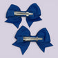 Royal blue small bow mini clips for school hairstyles