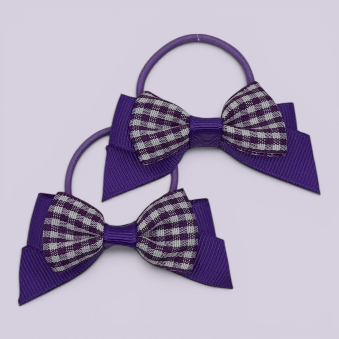 Purple gingham hair bow bobbles