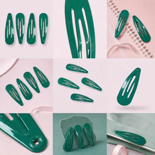 Jade green school snap hair clips