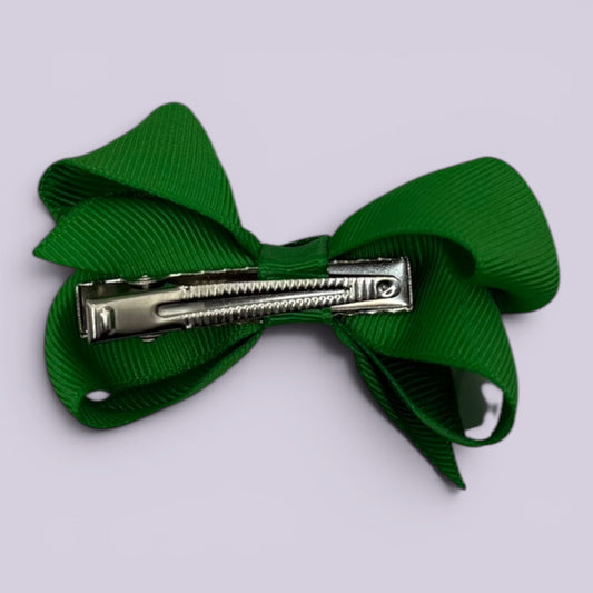 Emerald green small bow clip on card