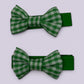 Emerald green gingham mini school hair bow clips