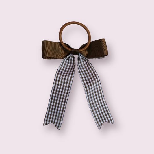 Brown Gingham 4" Tailed Bobble