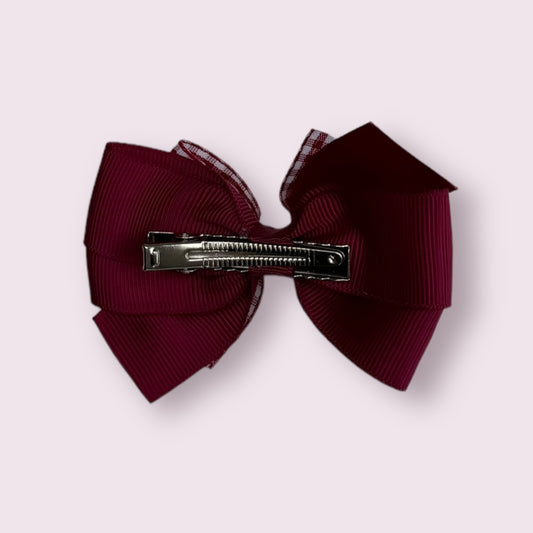Burgundy Gingham 3" Pinwheel Clip
