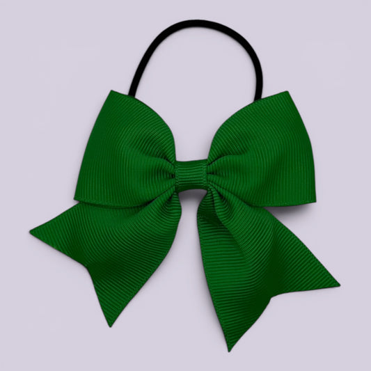 Emerald green four tailed school hair bow bobble