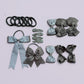 Grey school hair accessory bundle with bows and clips