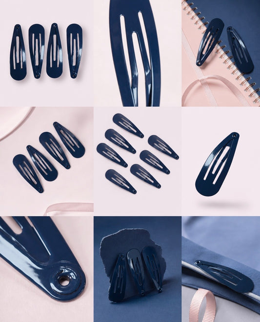 Navy blue school snap hair clips