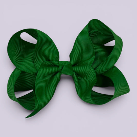 Emerald green large school hair bow clip