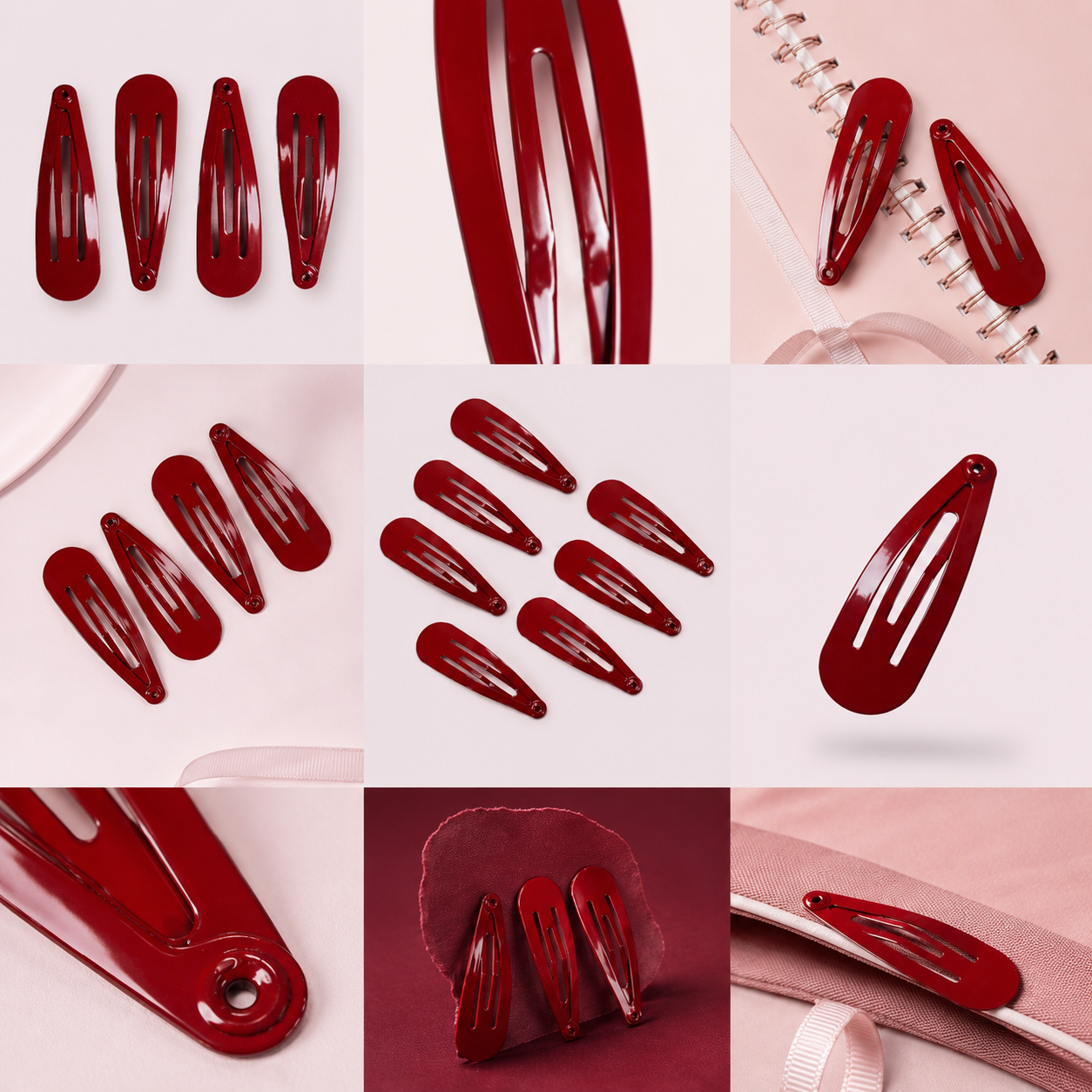 Red school snap hair clips