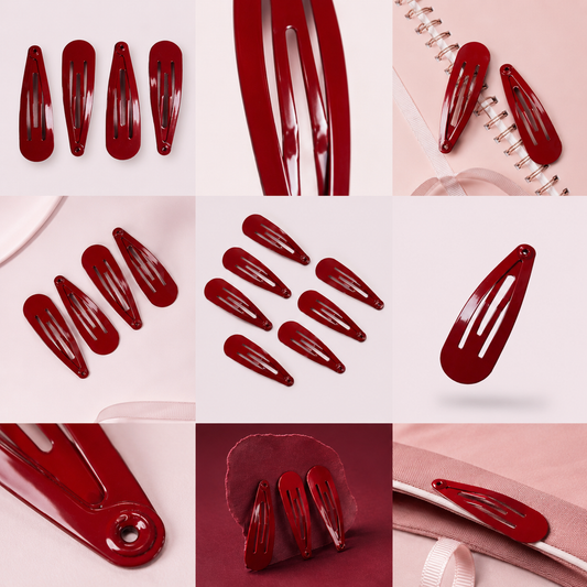 Red school snap hair clips