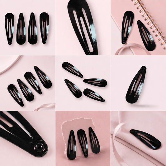 Black school snap hair clips