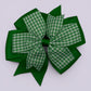 Emerald green gingham double pinwheel school hair bow clip